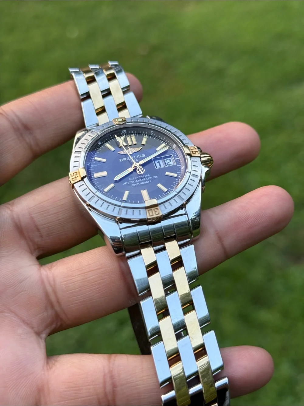 Breitling Windrider Cockpit 18k Gold automatic Men's Watch two tone daydate